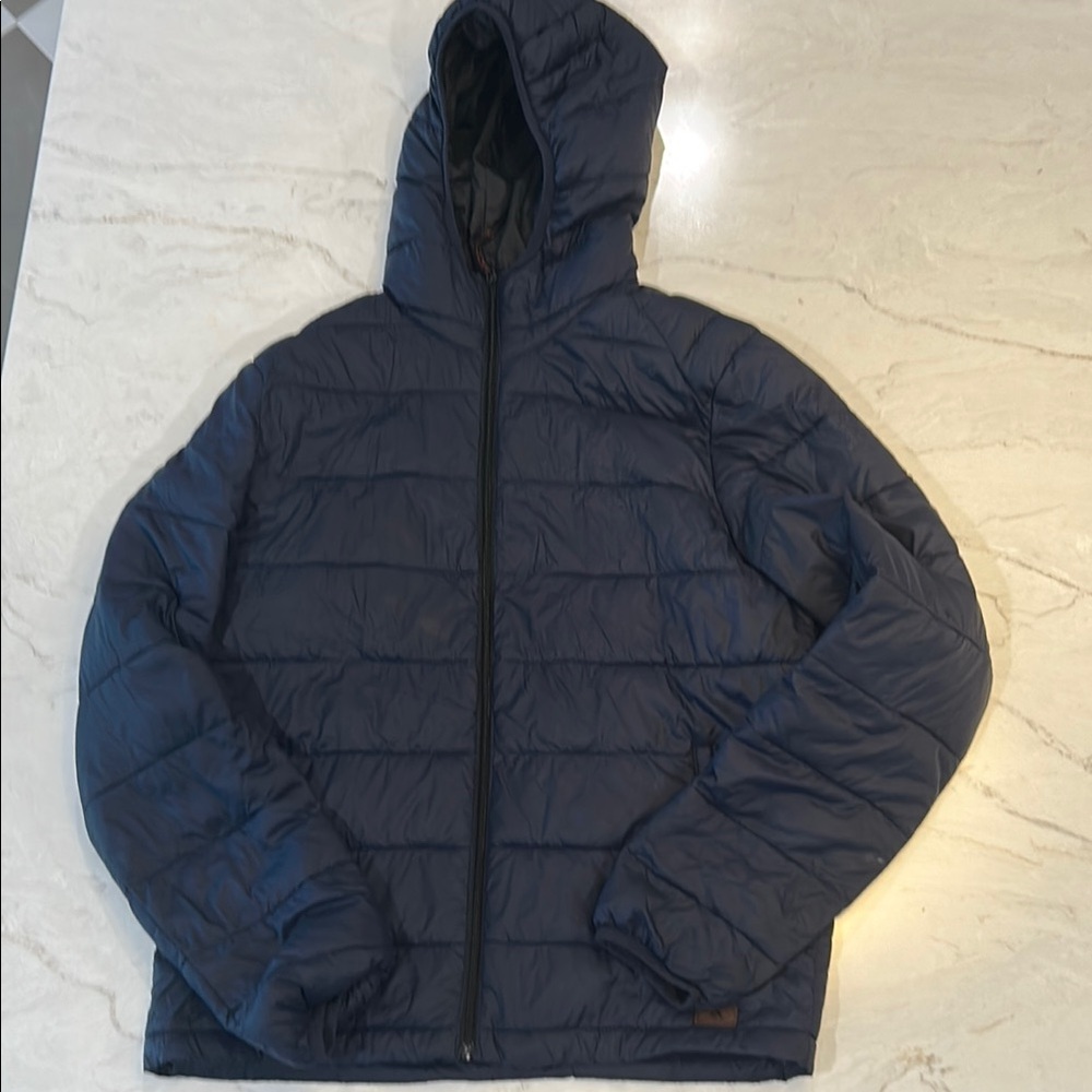 ZeroXposur Blue Puffer Jacket with Hood and Quilted Design